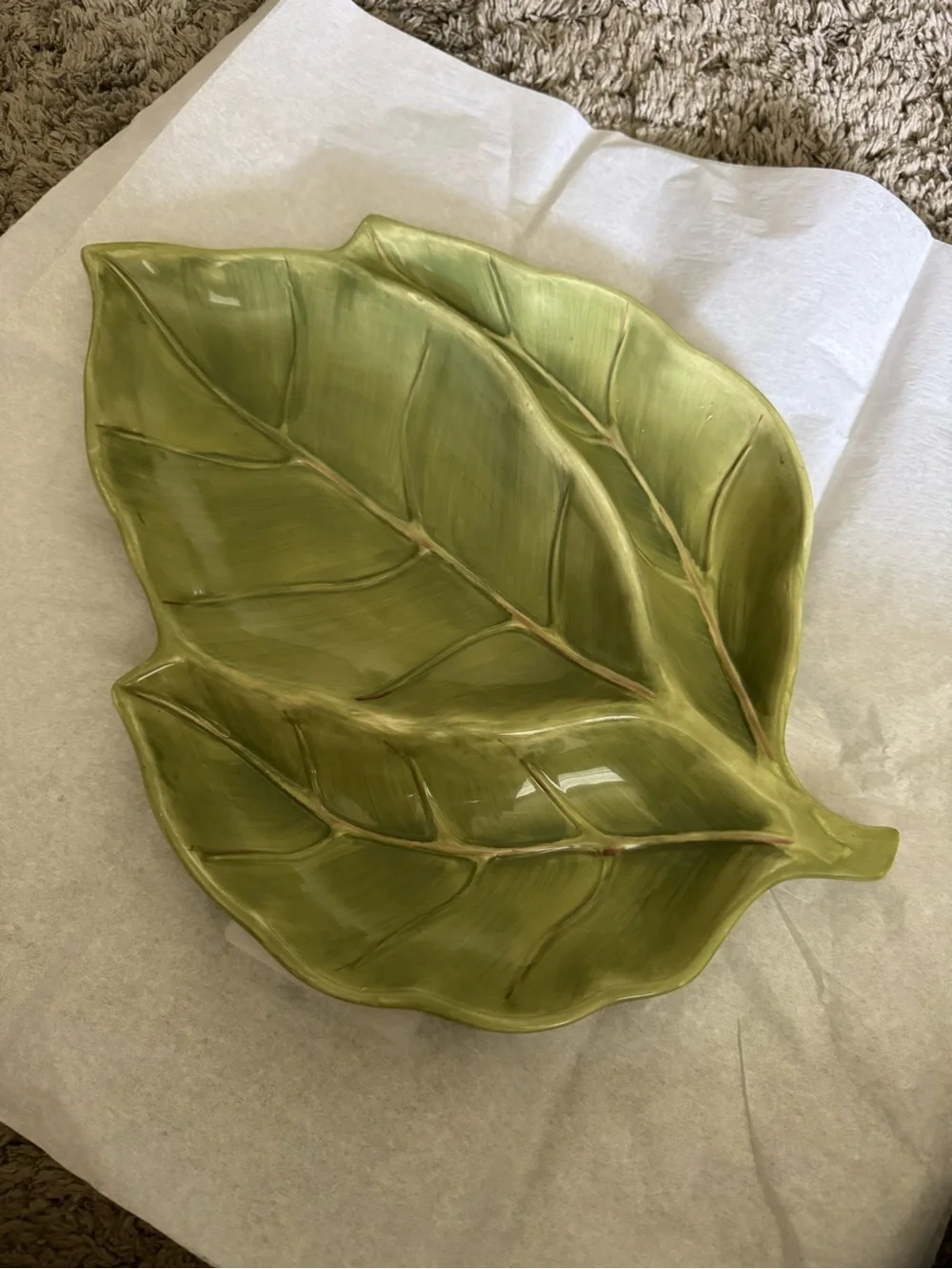 Home Trends Ceramic Botanical Serving Set Leaf Platter & Flower Bowl 2 Pc